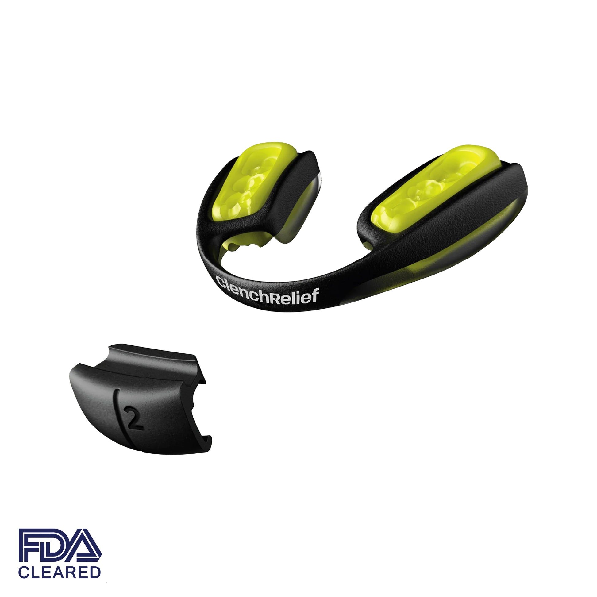 image of the Clench Relief™ Pro Rx TMJ Mouthpiece with the PVS putty in place and the alignment guide in front of it